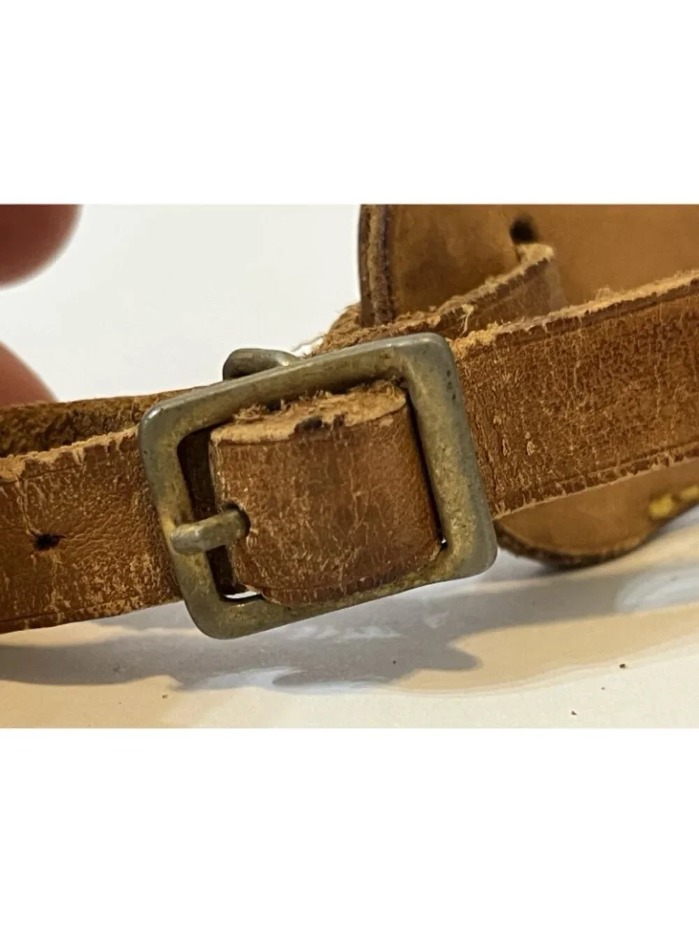 AS-IS Authentic Louis Vuitton Vachetta Leather Luggage Tag Brass Buckle France